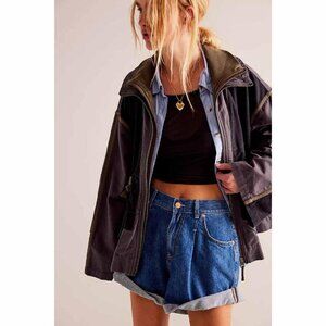 Free People We The Free Avery Layered Anorak Jacket Top Slouchy Ribbed S 278108